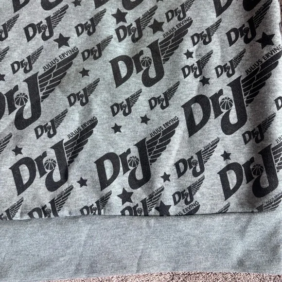 Julius Erving Dr J Mens XL All Over Print Hoodie Grey Basketball Sweatshirt NWT - Picture 8 of 9